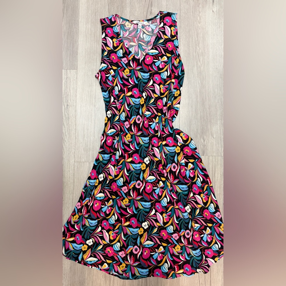 The Pioneer Woman Black Sleeveless  Dress with Pink, Blue & Yellow Floral
